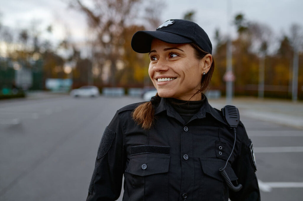 smiling police woman